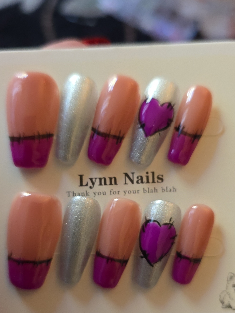 Women's Pink & Silver Press-On Nail Set Large